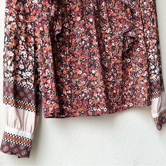Marie Oliver Brown Cream Baker Blouse in Floral Scarf Sz XS - Picture 6 of 13